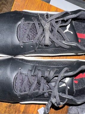 Puma Men’s Black Low-Top Lace-Up Sneakers with White Trim